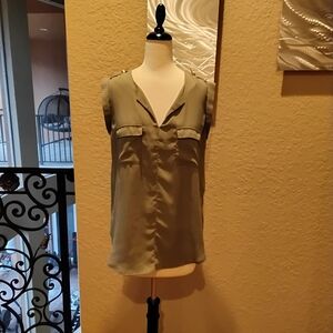 Olive Sleeveless Blouse